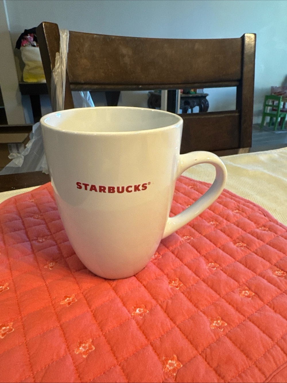 Starbucks White Ceramic Coffee Mug with Red Logo